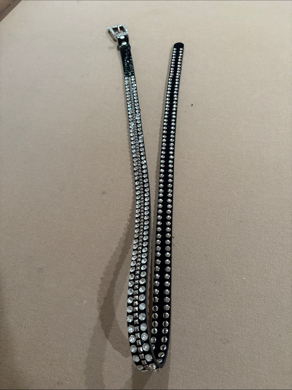 Beautiful Black Leather Rhinestone Belt